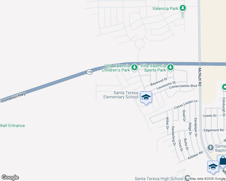 map of restaurants, bars, coffee shops, grocery stores, and more near 5955 Megan Street in Santa Teresa
