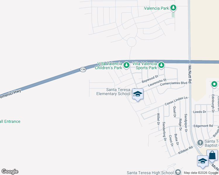 map of restaurants, bars, coffee shops, grocery stores, and more near 5955 Megan Street in Santa Teresa