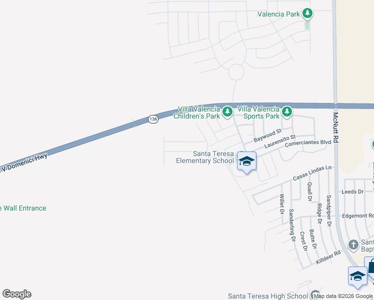 map of restaurants, bars, coffee shops, grocery stores, and more near 5955 Megan Street in Santa Teresa