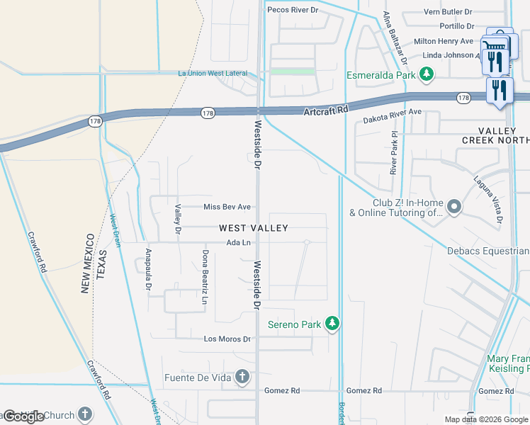 map of restaurants, bars, coffee shops, grocery stores, and more near 1001 Kimberley Street in El Paso
