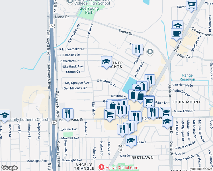 map of restaurants, bars, coffee shops, grocery stores, and more near 9201 Omar Bradley Drive in El Paso