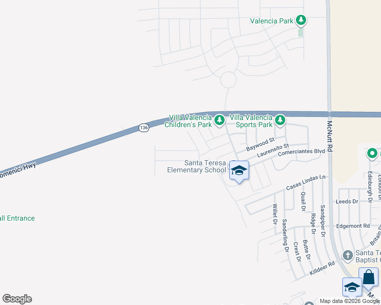 map of restaurants, bars, coffee shops, grocery stores, and more near 5955 Megan Street in Santa Teresa