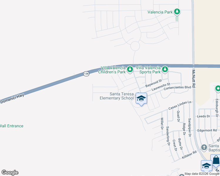 map of restaurants, bars, coffee shops, grocery stores, and more near 5955 Megan Street in Santa Teresa