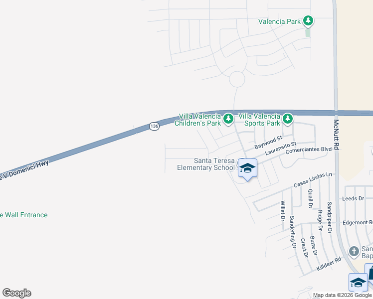 map of restaurants, bars, coffee shops, grocery stores, and more near 6038 Summer Ridge Avenue in Santa Teresa