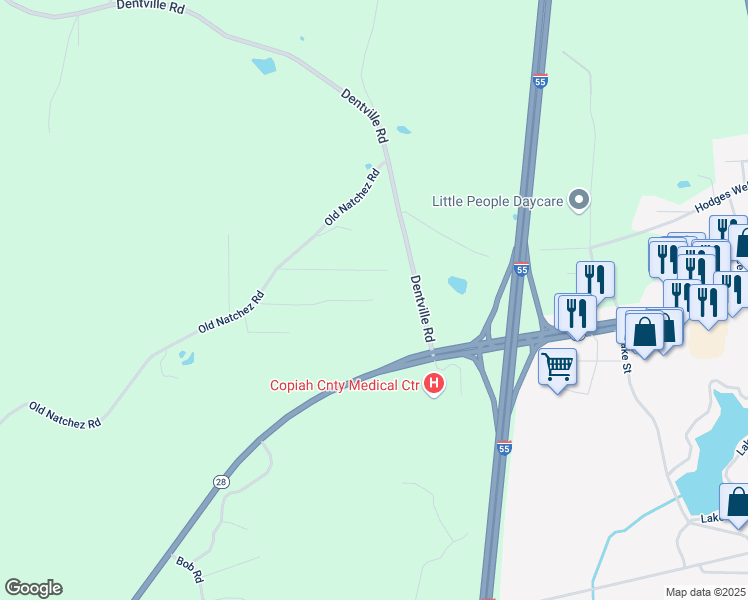 map of restaurants, bars, coffee shops, grocery stores, and more near 1099 Shelia Lane in Hazlehurst