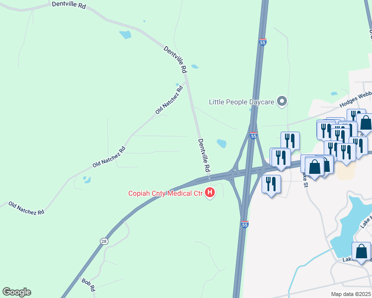 map of restaurants, bars, coffee shops, grocery stores, and more near 1099 Shelia Lane in Hazlehurst