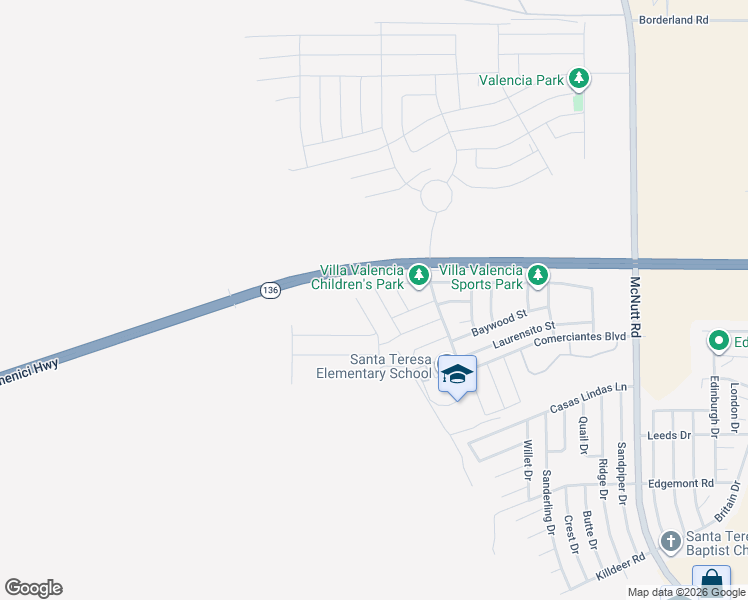 map of restaurants, bars, coffee shops, grocery stores, and more near 5937 Megan Street in Santa Teresa