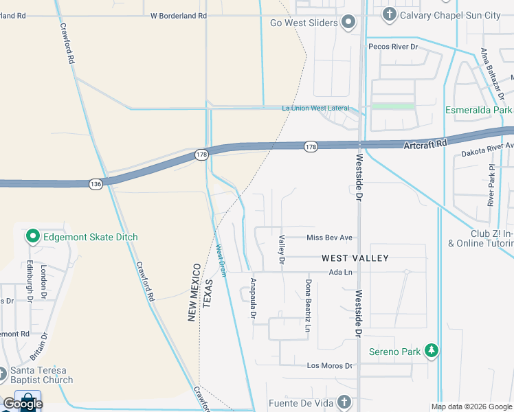 map of restaurants, bars, coffee shops, grocery stores, and more near 1155 Katie Lane in El Paso