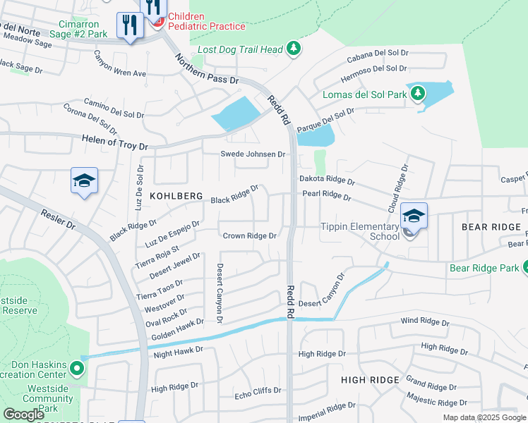 map of restaurants, bars, coffee shops, grocery stores, and more near 1424 Black Ridge Drive in El Paso