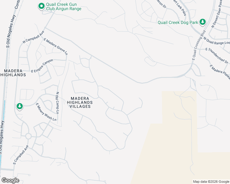 map of restaurants, bars, coffee shops, grocery stores, and more near 1489 East Cattle Graze Loop in Sahuarita