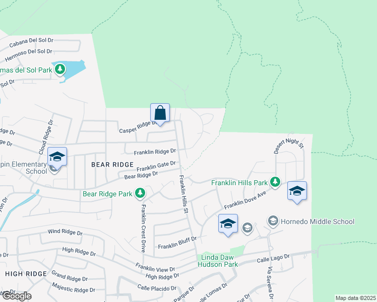 map of restaurants, bars, coffee shops, grocery stores, and more near 1410 Franklin Dell Street in El Paso