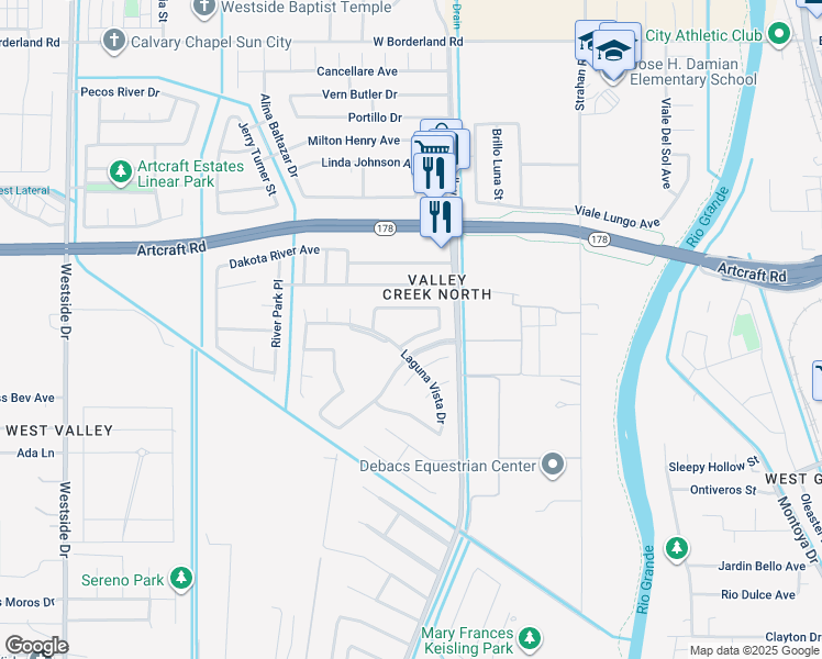 map of restaurants, bars, coffee shops, grocery stores, and more near 609 Cinnamon Teal Circle in El Paso