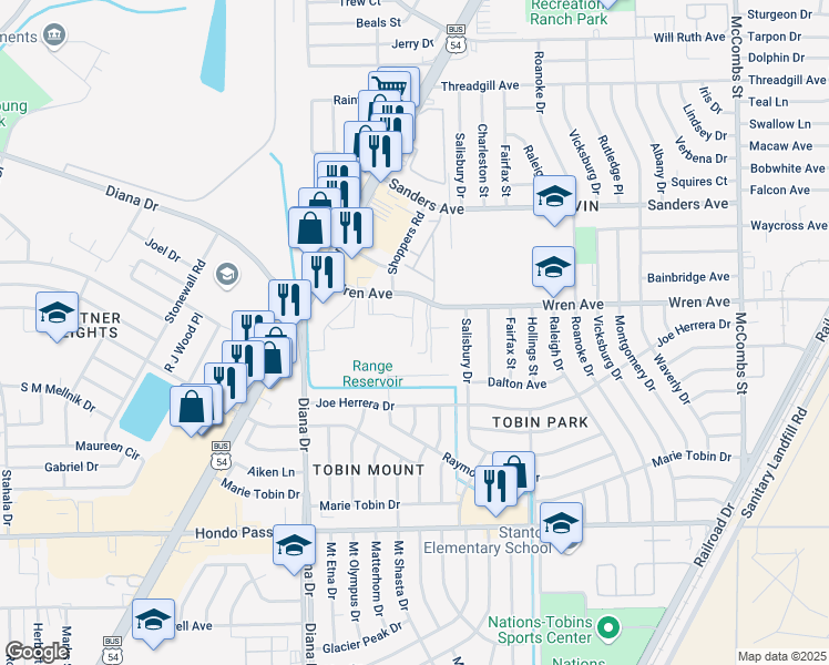 map of restaurants, bars, coffee shops, grocery stores, and more near 9400 Dyer Street in El Paso