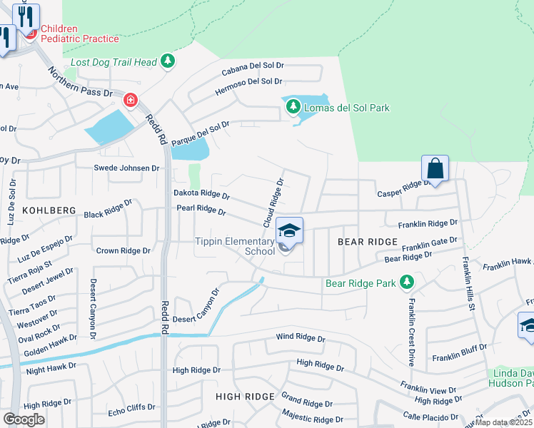 map of restaurants, bars, coffee shops, grocery stores, and more near 6700 Dakota Ridge Drive in El Paso