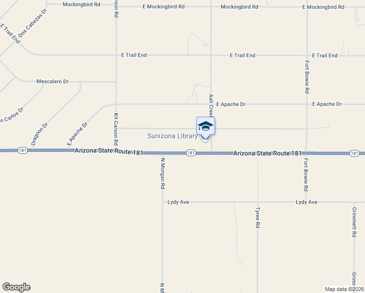 map of restaurants, bars, coffee shops, grocery stores, and more near 6430 Arizona 181 in Sunizona