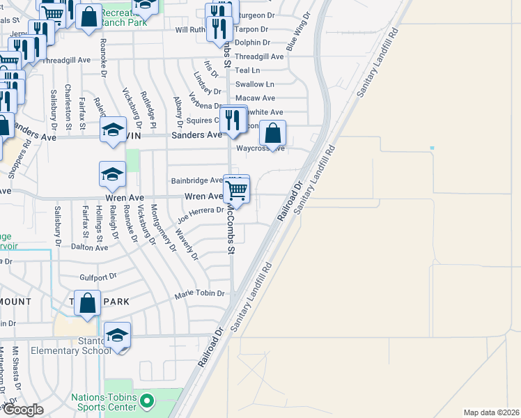 map of restaurants, bars, coffee shops, grocery stores, and more near 5823 Lexington Drive in El Paso