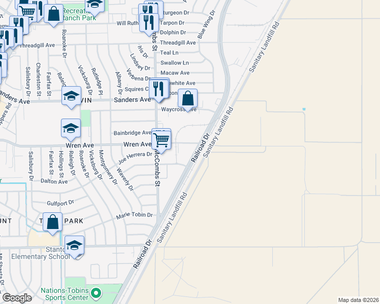 map of restaurants, bars, coffee shops, grocery stores, and more near 5823 Lexington Dr in El Paso