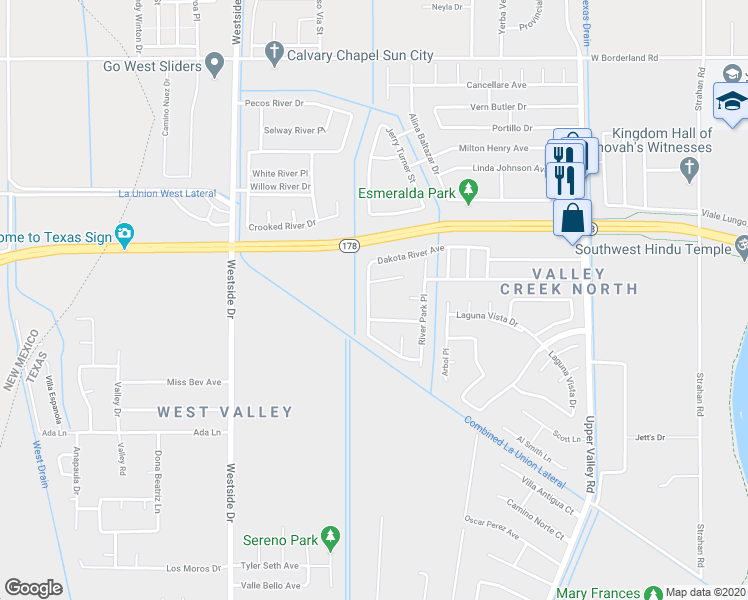map of restaurants, bars, coffee shops, grocery stores, and more near 914 Dakota River Avenue in El Paso