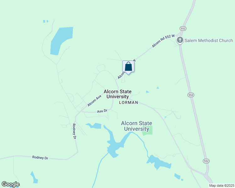 map of restaurants, bars, coffee shops, grocery stores, and more near in Alcorn State University