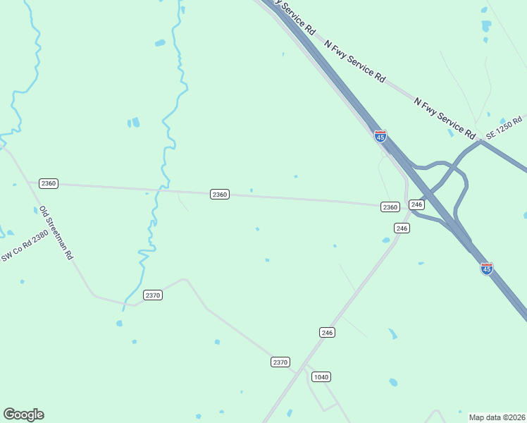 map of restaurants, bars, coffee shops, grocery stores, and more near 1051 County Road 2360 in Streetman