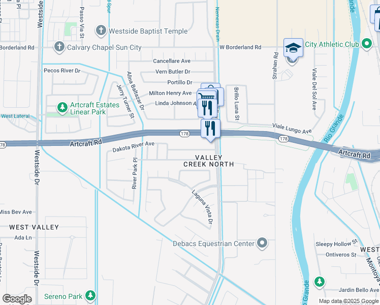 map of restaurants, bars, coffee shops, grocery stores, and more near 637 Laramie River Avenue in El Paso