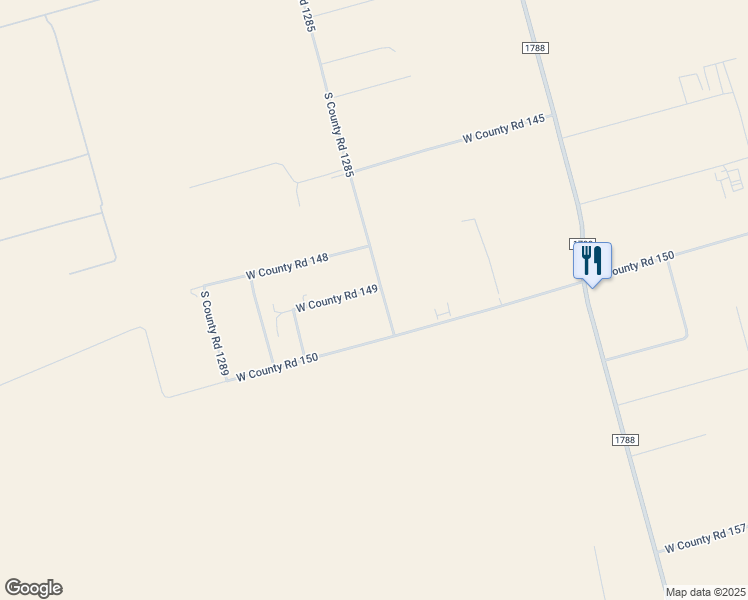 map of restaurants, bars, coffee shops, grocery stores, and more near South County Road 1285 in Midland