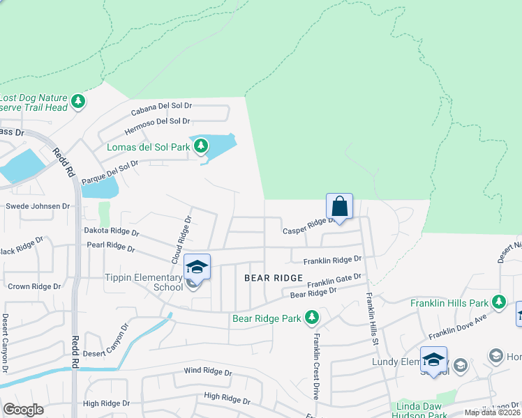 map of restaurants, bars, coffee shops, grocery stores, and more near 1557 Cherokee Ridge Drive in El Paso