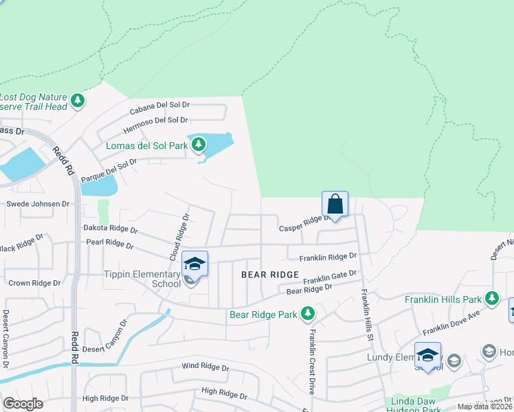 map of restaurants, bars, coffee shops, grocery stores, and more near 1557 Cherokee Ridge Drive in El Paso