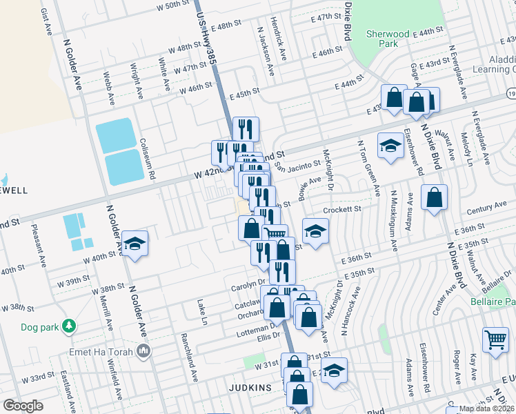 map of restaurants, bars, coffee shops, grocery stores, and more near 3755 Andrews Highway in Odessa