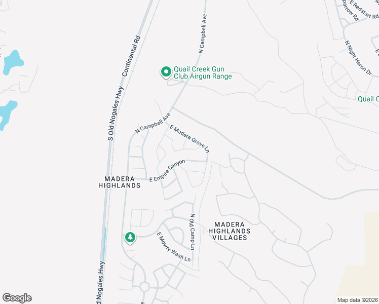 map of restaurants, bars, coffee shops, grocery stores, and more near 1102 East Lumberjack Trail in Sahuarita
