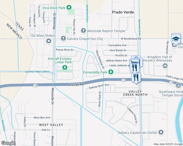 map of restaurants, bars, coffee shops, grocery stores, and more near 680 Alice Walter Court in El Paso