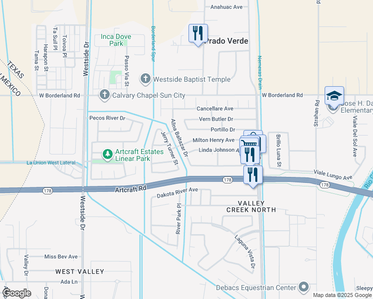 map of restaurants, bars, coffee shops, grocery stores, and more near 737 Milton Henry Avenue in El Paso