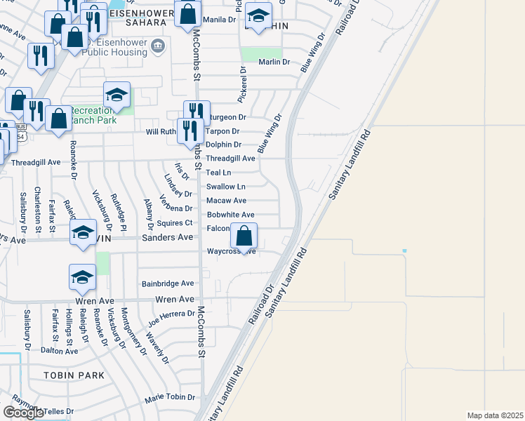 map of restaurants, bars, coffee shops, grocery stores, and more near 5908 Macaw Avenue in El Paso