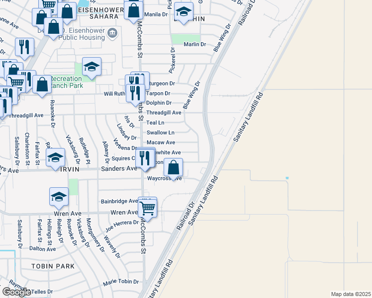 map of restaurants, bars, coffee shops, grocery stores, and more near 5908 Macaw Avenue in El Paso