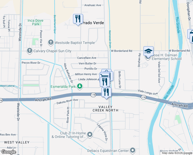 map of restaurants, bars, coffee shops, grocery stores, and more near 6251 Kenneth Capshaw Place in El Paso