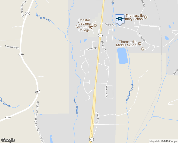 map of restaurants, bars, coffee shops, grocery stores, and more near Windsorwood Drive in Thomasville