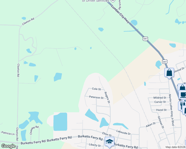 map of restaurants, bars, coffee shops, grocery stores, and more near 176 Rogers Street in Hazlehurst