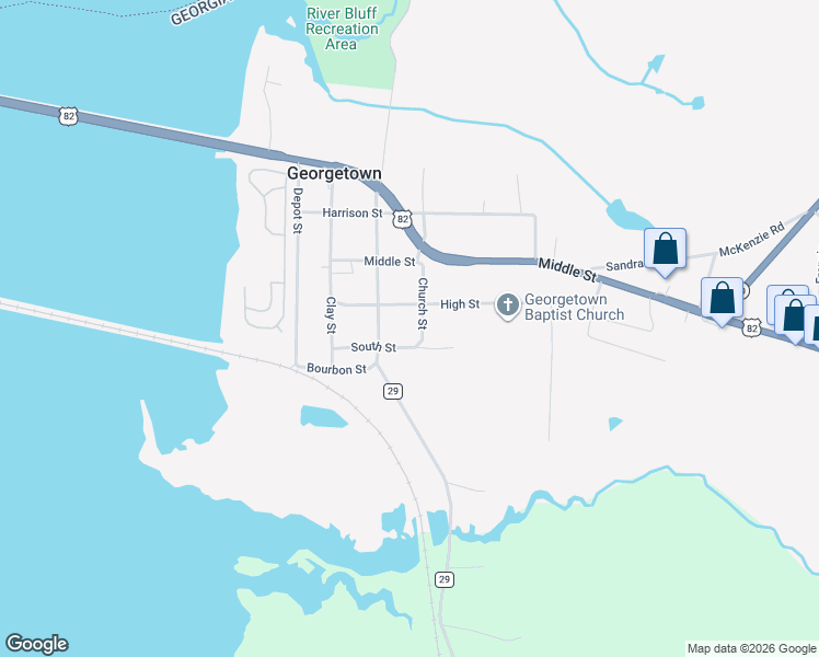 map of restaurants, bars, coffee shops, grocery stores, and more near 69 South Street in Georgetown
