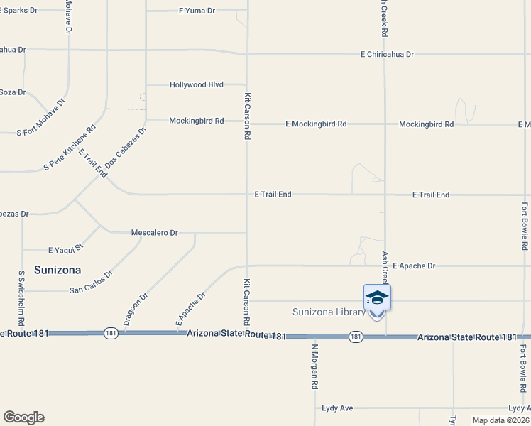 map of restaurants, bars, coffee shops, grocery stores, and more near 13242 South Kit Carson Road in Cochise