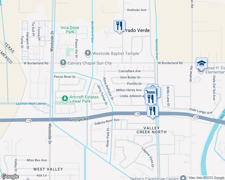 map of restaurants, bars, coffee shops, grocery stores, and more near 737 Milton Henry Avenue in El Paso