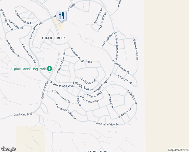map of restaurants, bars, coffee shops, grocery stores, and more near 2394 East Bonita Canyon Drive in Green Valley