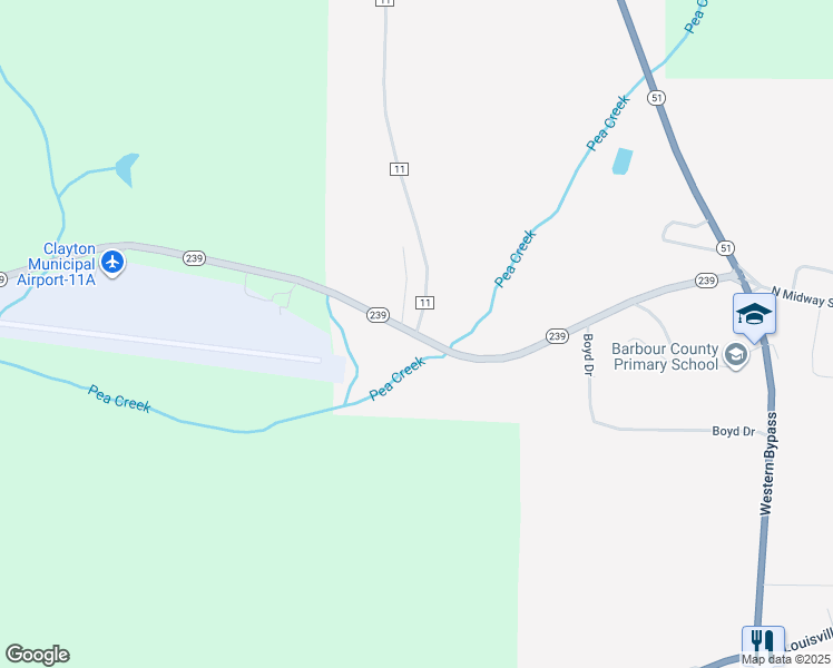 map of restaurants, bars, coffee shops, grocery stores, and more near 100 County Road 11 in Clayton