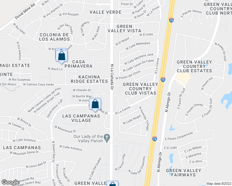 map of restaurants, bars, coffee shops, grocery stores, and more near 901 North Camino De Luz in Green Valley