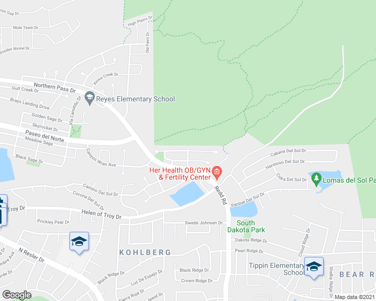 map of restaurants, bars, coffee shops, grocery stores, and more near Inca Dove Drive in El Paso