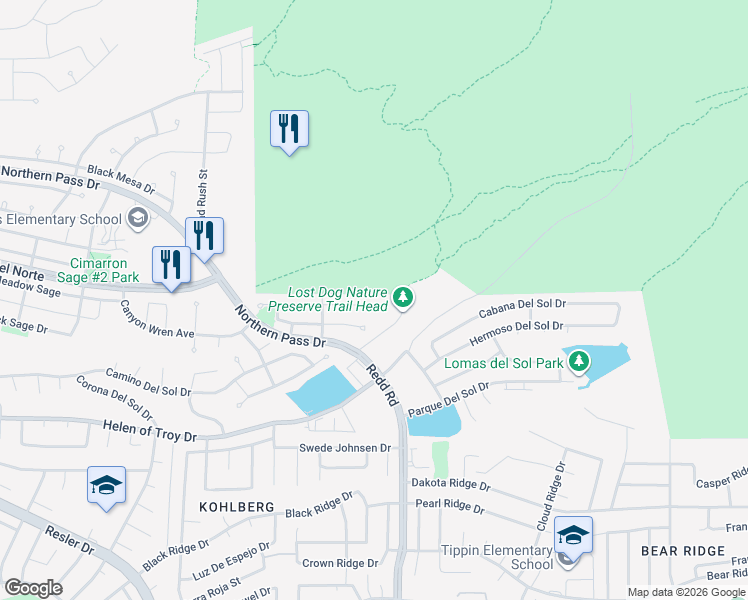 map of restaurants, bars, coffee shops, grocery stores, and more near 6812 Inca Dove Drive in El Paso