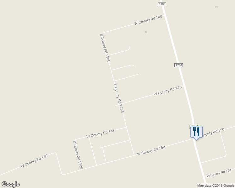 map of restaurants, bars, coffee shops, grocery stores, and more near South County Road 1285 in Midland