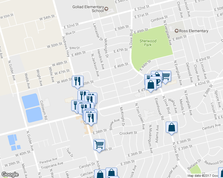 map of restaurants, bars, coffee shops, grocery stores, and more near 319 Douglas Drive in Odessa