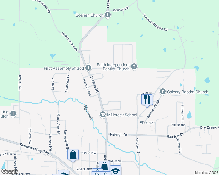 map of restaurants, bars, coffee shops, grocery stores, and more near in Magee