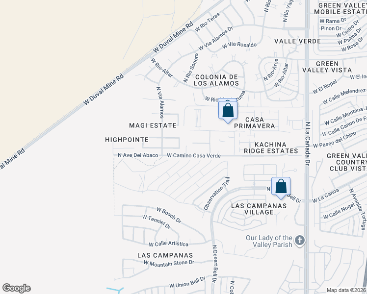 map of restaurants, bars, coffee shops, grocery stores, and more near 1040 Avenida Canby in Green Valley