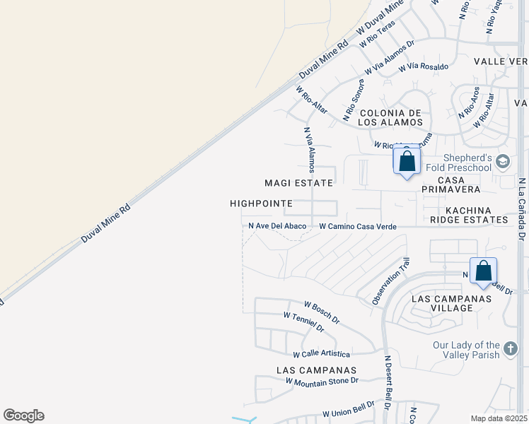 map of restaurants, bars, coffee shops, grocery stores, and more near 1130 West Placita Alvina in Green Valley